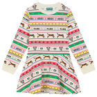 Girls Multi-Coloured Striped Dress, 1, hi-res